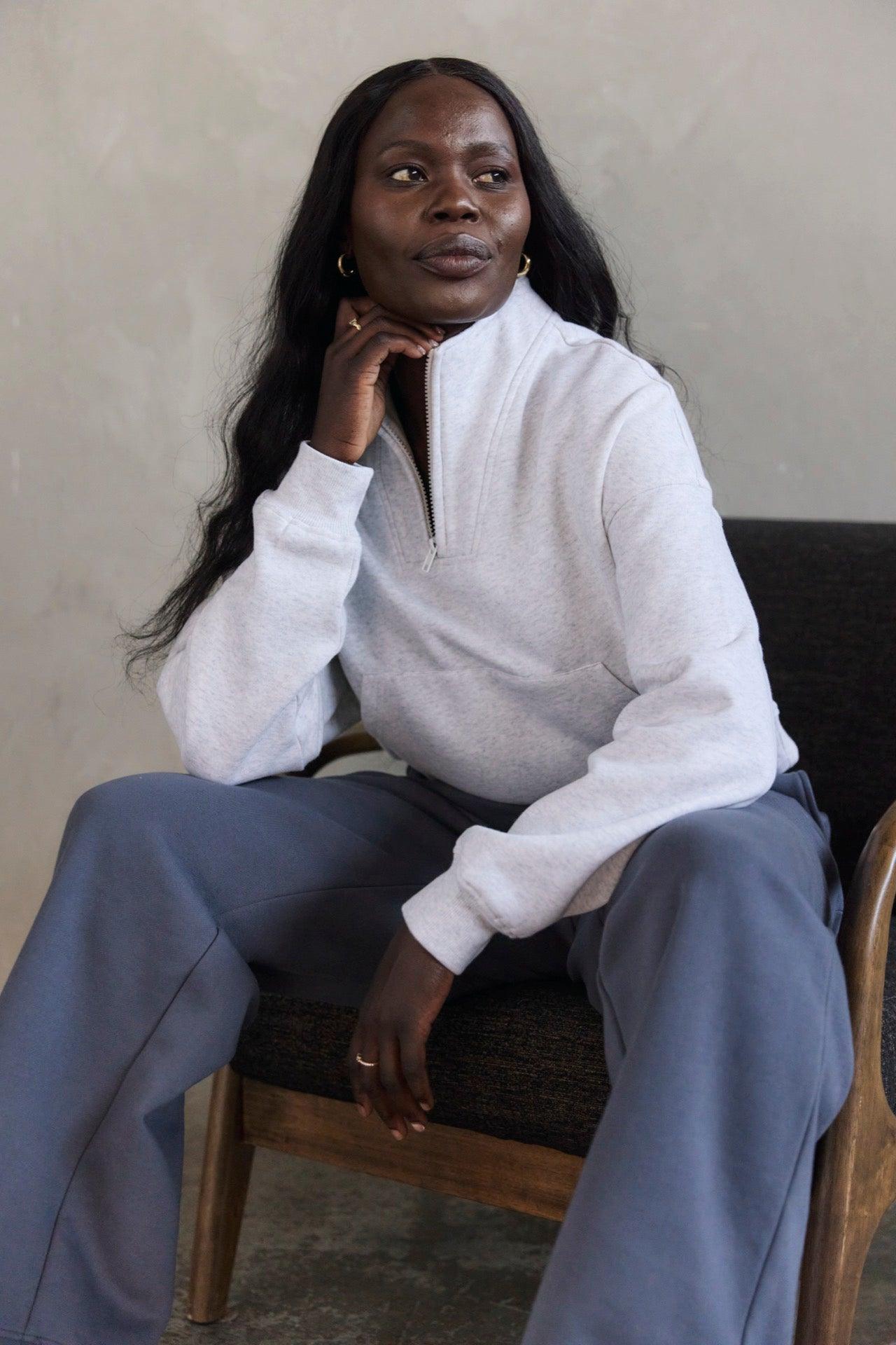 Main Street - 1/4 Zip Jumper - Grey Marle